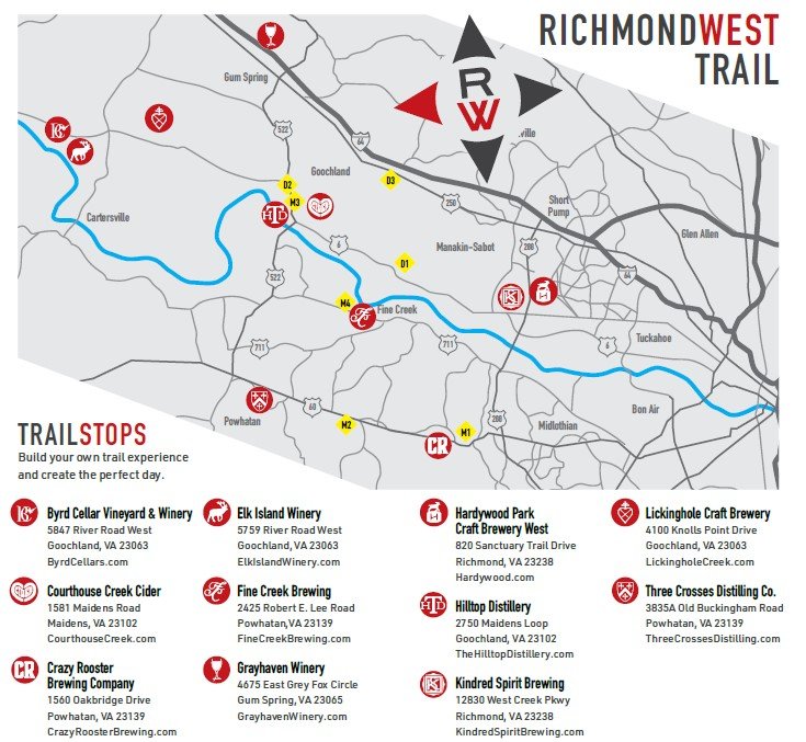 Richmond West Craft Beverage Trail Map